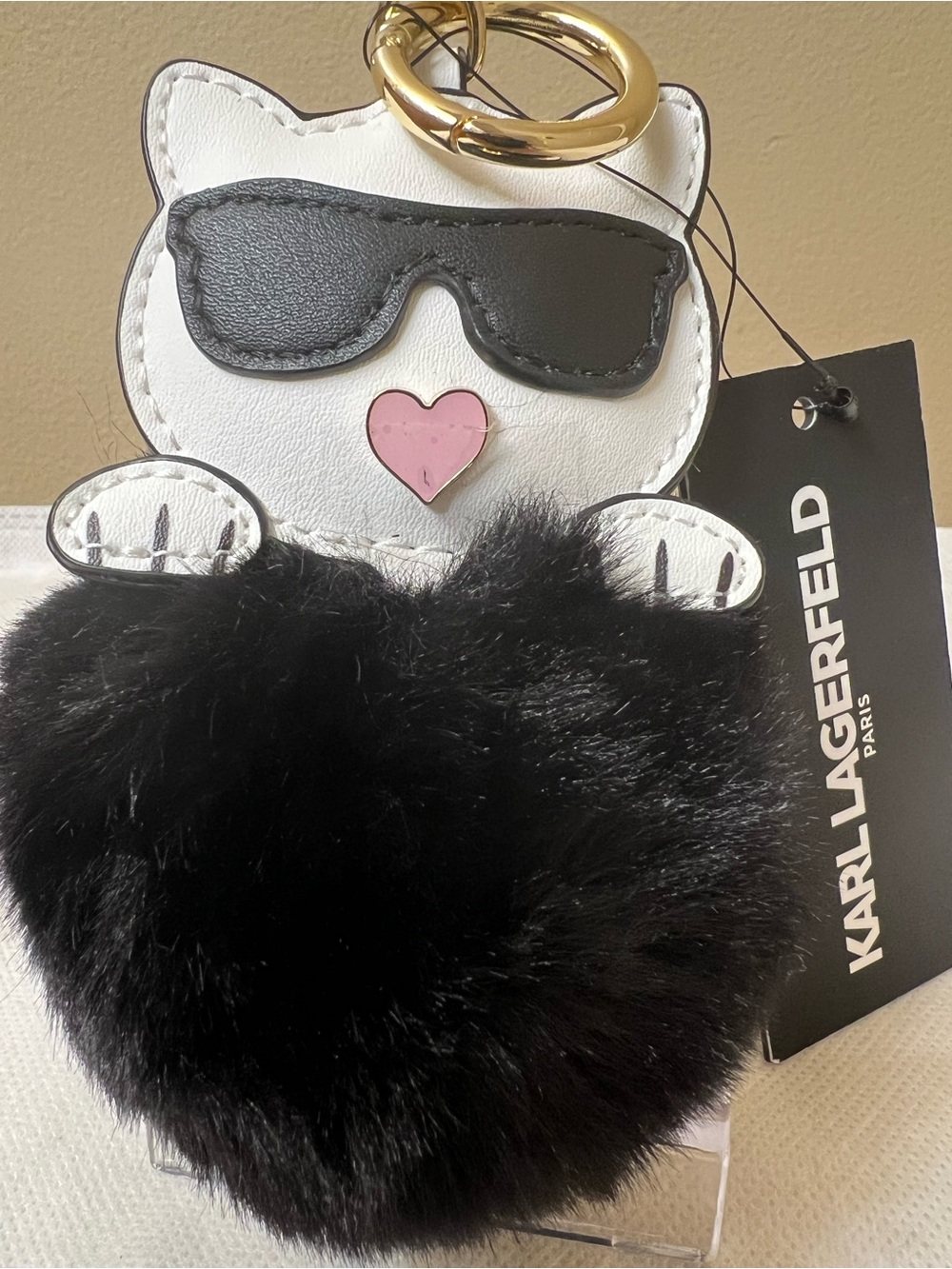 Karl Lagerfeld Pom-Pom Cat Keychain / Bagcharm NWT - Picture 4 of 4